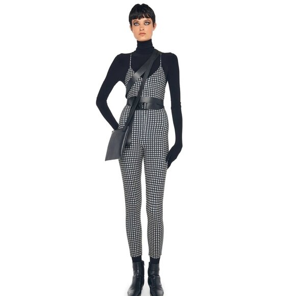 Norma Kamali Low Back Fara Slip Catsuit in Medium Houndstooth Medium New Womens - Picture 11 of 15